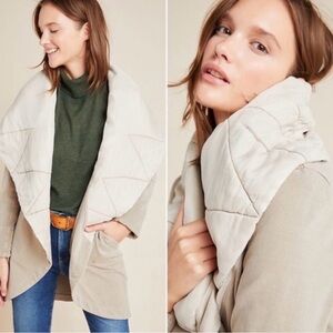 Anthropologie On the Road Misty Quilted Coat Sz XS/S Tencel Puffer Combo Cozy